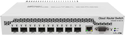MikroTik 9-Port Desktop Switch, 1 Gigabit Ethernet Port, 8 SFP  10Gbps Ports (CRS309-1G-8S in)