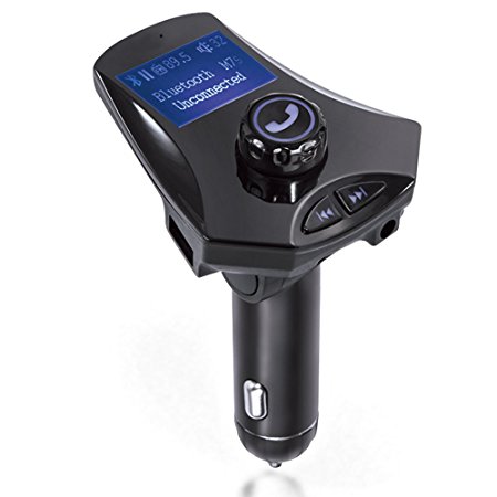 Aphse Wireless Bluetooth FM Transmitter Radio Adapter Car Kit W TF Card Slot AUX Input USB Charger Support USB Flash Drive Micro SD Card for Car Smart Phone 2017 Model