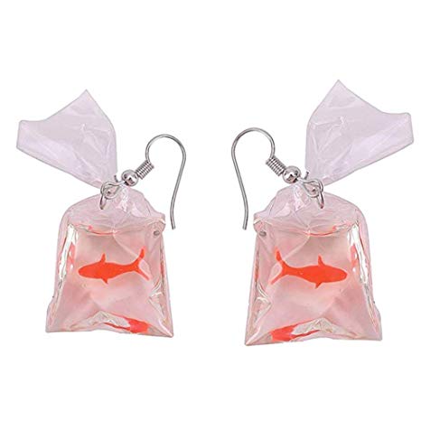 Funny Goldfish Water Bag Drop Earrings Gold Fish Pocket Dangle Earrings Goldfish Earrings Best Gift for Women