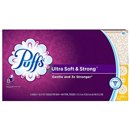 Puffs Ultra Soft & Strong Facial Tissues, 24 Cubes, 56 Tissues per Cube