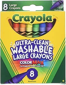 Crayola Washable Crayons, Large, 8 Colors/Box (52-3280) (4 Pack)