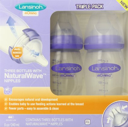 Lansinoh mOmma Bottle with NaturalWave Nipple 8 Ounce 3 Count