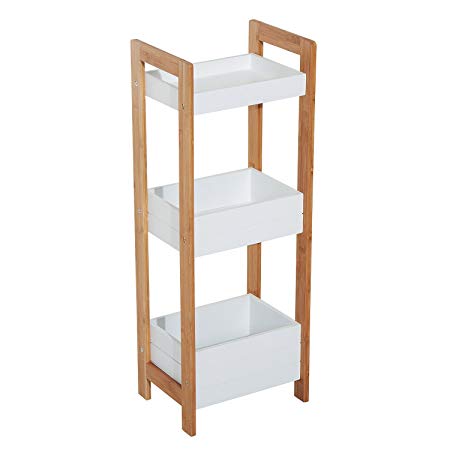 HOMCOM 3 Tier Storage Shelf Bamboo Organiser Bathroom Shower Caddy Display Rack Baskets