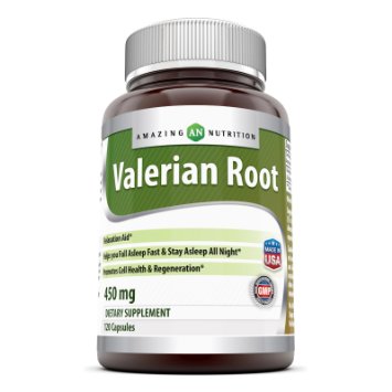Amazing Nutrition 100% Natural Valerian Root Dietary Supplement - 450mg 120 Capsules