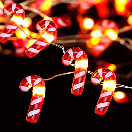 Christmas Candy Cane Led String Lights, 10ft 30 LED Lights Battery Powered with 8 Flicker Modes, Light Decoration for Christmas, Saint Nicholas Day, Birthday Parties Wedding DIY Home Mantel Decoration