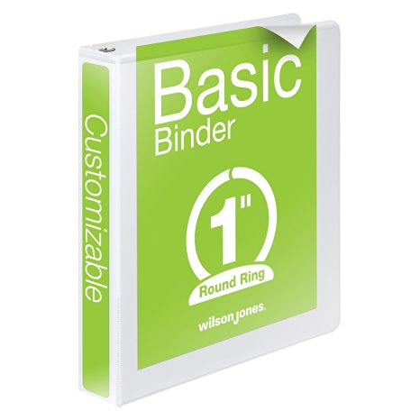 Wilson Jones Round Ring View Binder, 1 Inch, Basic, 362 Series, Customizable, White (W362-14W)