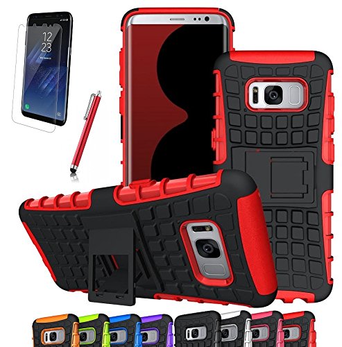 Galaxy S8 Plus Case, CINEYO(TM) heavy Duty Rugged Dual Layer Case with kickstand (Samsung Galaxy S8 Plus case Black) (Red)