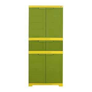 Cello Novelty Triplex Plastic Cupboard with 4 shelves(Green and Yellow)