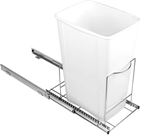 Pull Out Trash Can Under Cabinet - Adjustable Roll Out Sliding Garbage Bin Shelf for Kitchen Cabinets, 14 1/2"H x 12"W x 20 15/16"D – Accommodates One or Two Waste Cans (not included) 9-7/8”W – 17”L