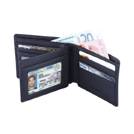 Hoobest RFID Blocking Genuine Leather Wallet for Men - Excellent as Travel Credit Card Case/Wallets/Protector - RFID Blocking Wallet