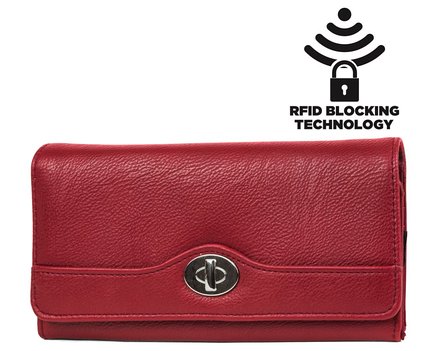 MUNDI Womens RFID Blocking File Master Wallet Clutch Organizer New Pebble Pattern