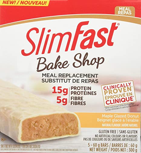 SlimFast Bake Shop Meal Replacement Bars, Maple Glazed Donut, 300g