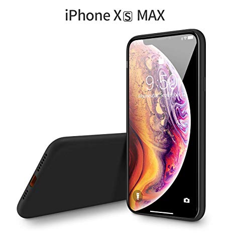 Compatible iPhone Xs Max Liquid Sillicone Case, Ainope Gel Rubber Full Body Protection Shockproof Cover Case Drop Protection Compatible iPhone 6.5 inch (Black)