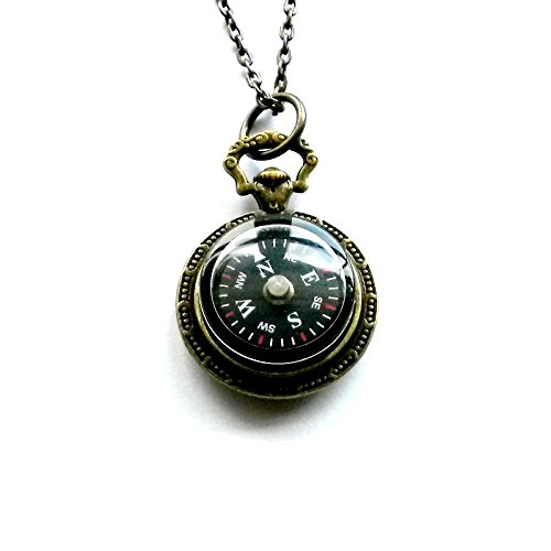 Compass Necklace Nautical Brass Handmade Gift by Aunt Matilda's Jewelry Box