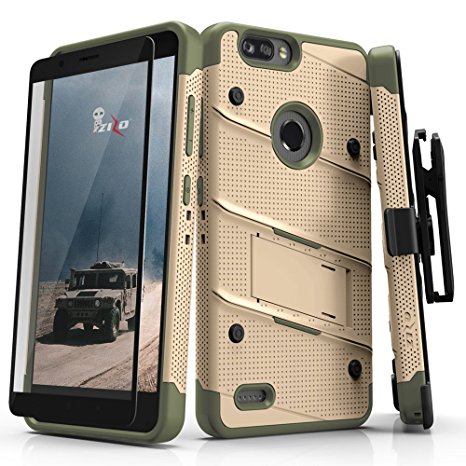 ZTE Blade Z Max Case, Zizo [Bolt Series] w/ FREE [ZTE Blade Z Max Screen Protector] Kickstand [12 ft. Military Grade Drop Tested] Holster - ZTE Z982