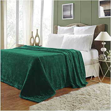 Superior Quality All-Season, Plush, Silky Soft, Fleece Blankets and Throws, Evergreen, King