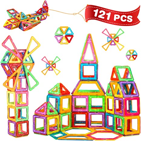 Crenova Magnetic Building Block 121PCS Magnetic Tiles Set Educational Toy for Children Ages 3