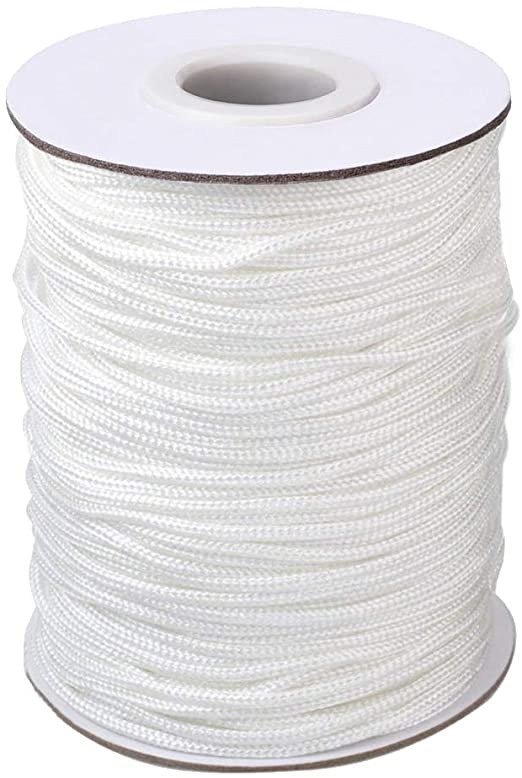 Vtete 1.8 mm × 100 Yards/Roll Braided Lift Shade Cord - White Polyester Shade Blinds Pull String Rope for Aluminum Blinds Windows, Roman Shade Repair, Gardening Plant & Crafts and DIY Projects