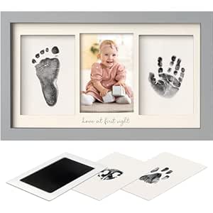 Inkless Baby Hand And Footprint Kit - Ink Pad for Baby Hand and Footprints,Dog Paw Print Kit,Dog Nose Print Kit,Clean Touch Newborn Print Kit,Baby Registry,Baby Shower Gifts,Girls, Boys(Cloud Gray)