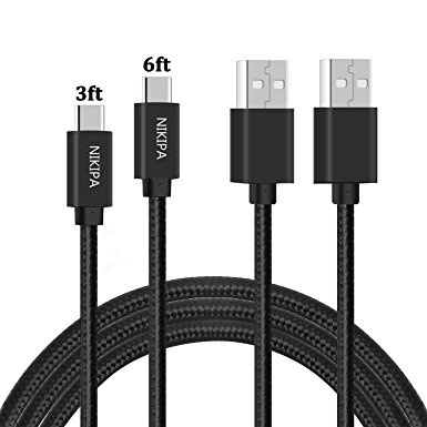 USB C Charging Cable, Nikipa 2Pack( 3FT 6 FT) Durable Nylon Braided USB Type C to USB A Data Sync and Charging Cord for Galaxy S8 S8 Plus, Nexus 5X/6P, LG G5/G6 and More