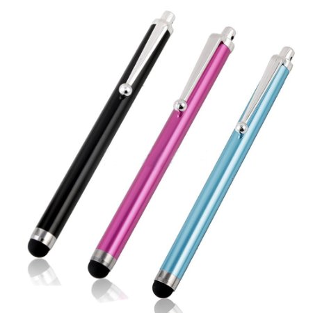 Apollo23 - Capacitive Touch Screen Stylus Pen Stick for Apple iPhone iPad iPod Samsung Kindle BlackBerry, One Each of Black/Hot Pink/Blue
