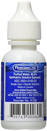 First Aid Only Eyewash, 1-Ounce. Plastic Bottle, 12-Count Boxes