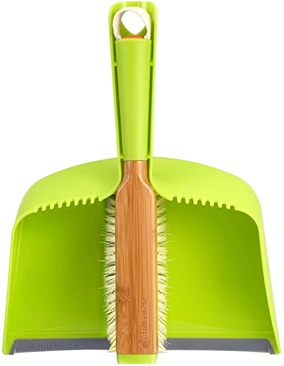 Full Circle Clean Team Brush & Dustpan Set, Green