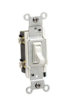 Leviton 2653-2W 15 Amp, 120 Volt, Toggle Co/Alr 3-Way AC Quiet Switch, Residential Grade, Grounding, White