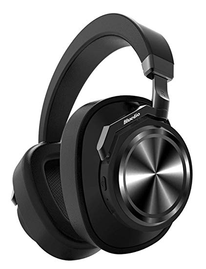 Bluedio T6 (Turbine) Bluetooth Headphones,Active Noise Canceling Wireless Headset, Bluetooth 5.0 Over-Ear Headphones with Mic, 25 Hours Playtime with Comfortable Ear Pads, Black