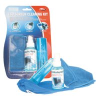 LCD Screen Cleaning Kit complete with microfibre cloth, anti-static brush and storage bag.