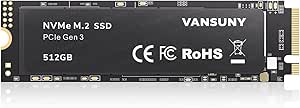 Vansuny SSD 512GB M.2, Disco Duro SSD M.2 Nvme 512gb para ActualizacióN De Pc para Juegos