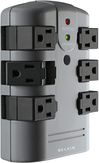 Belkin 6-Outlet Pivot-Plug Surge Protector, Wall Mount (1,080 Joules)