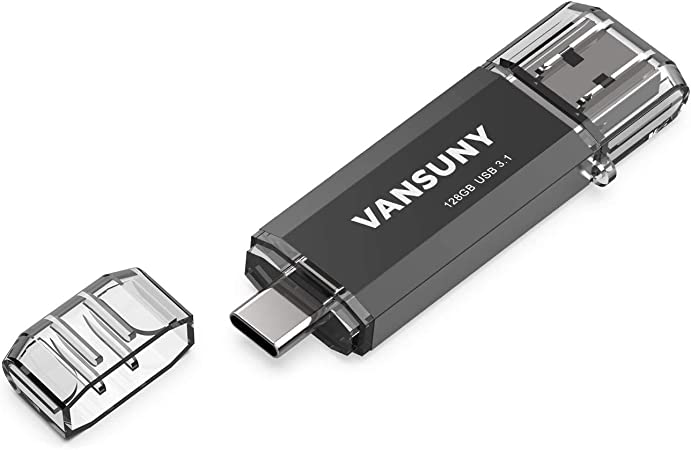 Vansuny 128GB Type C Flash Drive Upgraded 130MB/s USB 3.1 Flash Drive 2 in 1 OTG USB A   USB C Memory Stick with Keychain Dual Type C USB Thumb Drive for Android Smartphones, Tablets, MacBook, PC