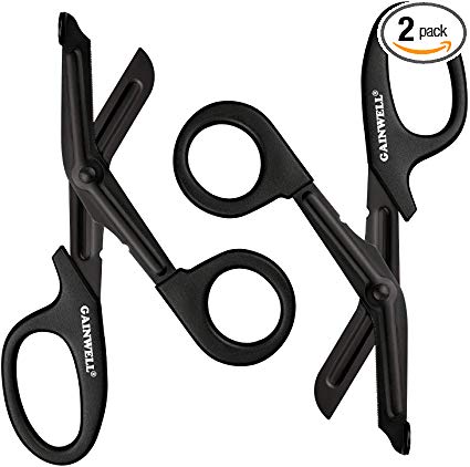 Stainless Steel Medical Bandage Scissors,First Aid Black EMT Trauma Shears Premium Quality 7 1/4" with Non-Stick Blades 2-Pack for Nurses,EMS,Doctors,Home,Medical Students,Emergency Room