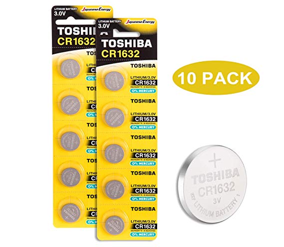 Toshiba CR1632 3V Lithium Coin Cell Battery Pack of 10