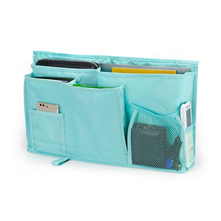 WeiBonD Caddy Hanging Organizer – Large Capacity 8 Pockets Bedside Storage Bag with Velcro Strap for Placed on Headboard, Bed Rails, Dorms, Bunk Bed and Hospital Bed (Green)