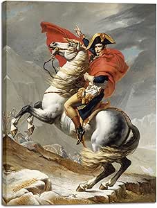 Wieco Art Napoleon Crossing The Alps of Jacques-Louis David Oil Paintings Reproduction Abstract HD Prints Wall Decor Classic Artwork for Home & Office Decoration