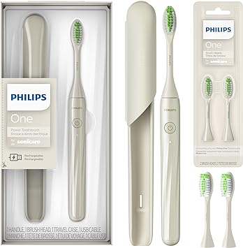 Philips One by Sonicare Snow Rechargeable Toothbrush, Brush Head Bundle, BD3002/AZ