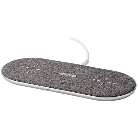 Ventev Wireless Chargepad Qi Chargepad  Duo | Fast Charging Wireless Charger Pad | Universally Compatible with Apple (7.5W) and Samsung (10W), Works with All Qi Enabled Devices | Grey