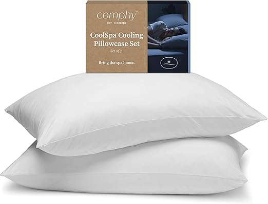 Comphy by Coop CoolSpa Cooling Pillow Case Set of 2, White King Size Pillow Covers, Pillow Cases, Luxury Spa and Hotel Quality Pillow Case for Cooling Pillow, Breathable Pillowcases for Bed Pillows