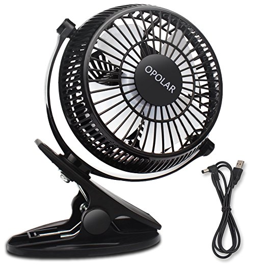 OPOLAR F801 Clip and Table USB Fan, 2 in 1 Applications, Strong Wind, USB Powered, 2 Speeds, Clip-on Fan, Desk Fan, Office Fan, Table Fan, Quiet Fan, Personal Fan, Small Cooling Fan, Black