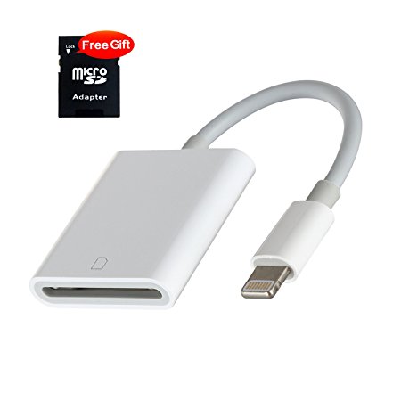 iPhone SD Card Reader/Lightning to SD Card Camera Reader Trail for iPhone/ipad No APP Needed Support IOS 11 or Up for iphone or IOS 8.0 Above for ipad