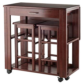 Winsome Wood 3-Pc Space Saver Set in Walnut Finish