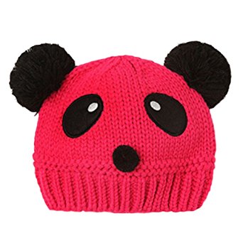 SDS Autumn and Winter Solid Color Children Cute Double Ball Warm Knit Hat