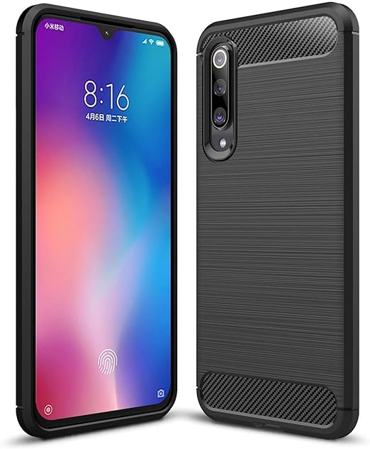 CruzerLite Case Compatible with Xiaomi Mi 9 SE Case, Carbon Fiber Shock Absorption Slim Case for Xiaomi Mi 9 SE ((Black)