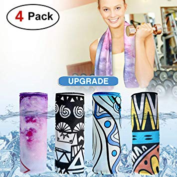 DARUNAXY 4pack Evaporative Cooling Towels 40"x12",Snap Cooling Towels for Sports, Workout, Fitness, Gym, Yoga, Pilates, Travel, Camping and More