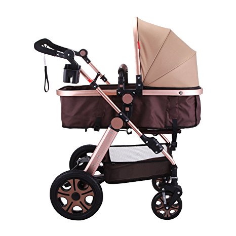 VEVOR Foldable Anti-Shock Newborn Stroller, Golden