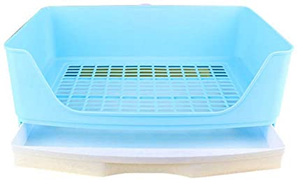 SODIAL Large Rabbit Litter Box with Drawer, Corner Toilet Box with Grate Potty Trainer, Bigger Pet Pan for Adult Guinea Pigs, Chinchilla, Ferret, Galesaur, Small Animals