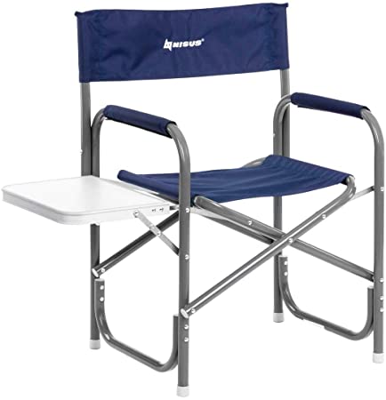 NISUS Folding Blue Aluminum Outdoor Director's Armchair with Side Table (N-DC-95200T)