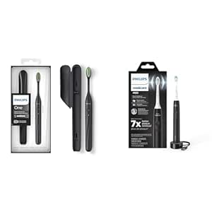 One by Sonicare Rechargeable Toothbrush, Shadow, HY1200/26 & 4100 Power Toothbrush, Rechargeable Electric Toothbrush with Pressure Sensor, Black